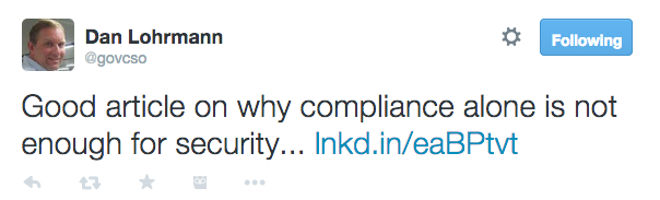 Dan_Lohrmann_on_Twitter___Good_article_on_why_compliance_alone_is_not_enough_for_security____https___t_co_LvvSRDlmBT_
