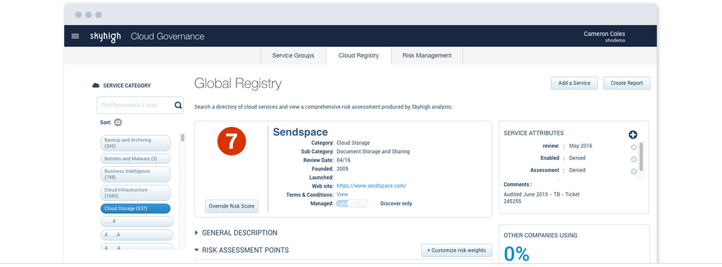 Shadow IT - cloud registry