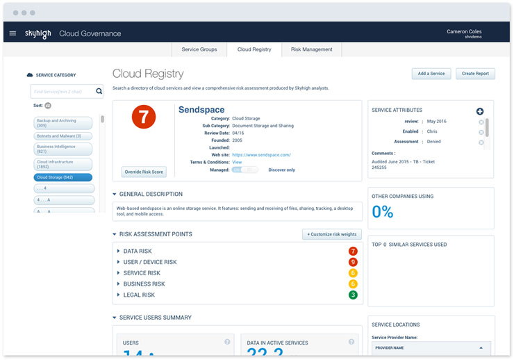 Visibility - cloud registry 740