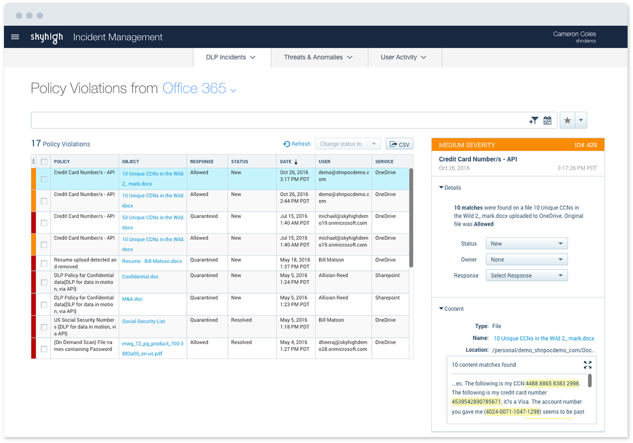 office 365 casb use case 2 prevent storage of regulated data in dlp policies